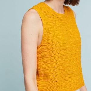 Mustard Anthropologie MOTH Cropped Knit Tank